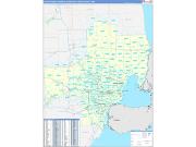 Detroit-Warren-Dearborn Metro Area Wall Map Basic Style 2022